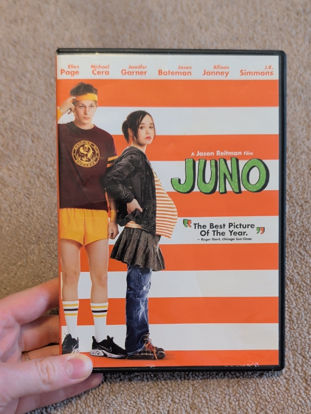 💜 5/$20 Juno DVD Movie with Orange & White Striped Cover
